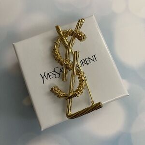 Yves Saint Laurent Textured Gold Brooch
